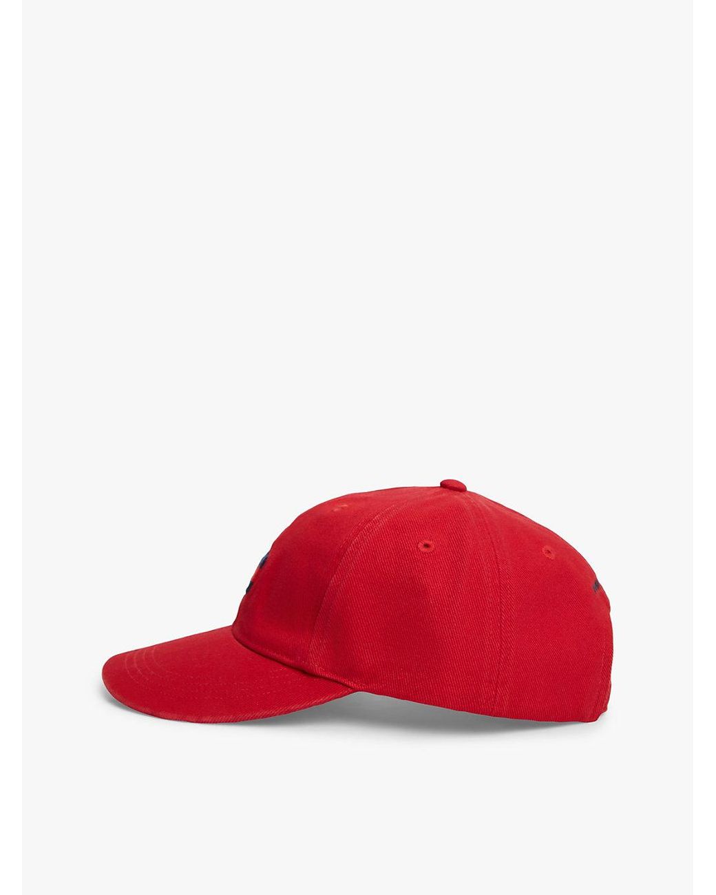 Tommy Hilfiger Red Wavy Logo Washed Twill Baseball Cap for men