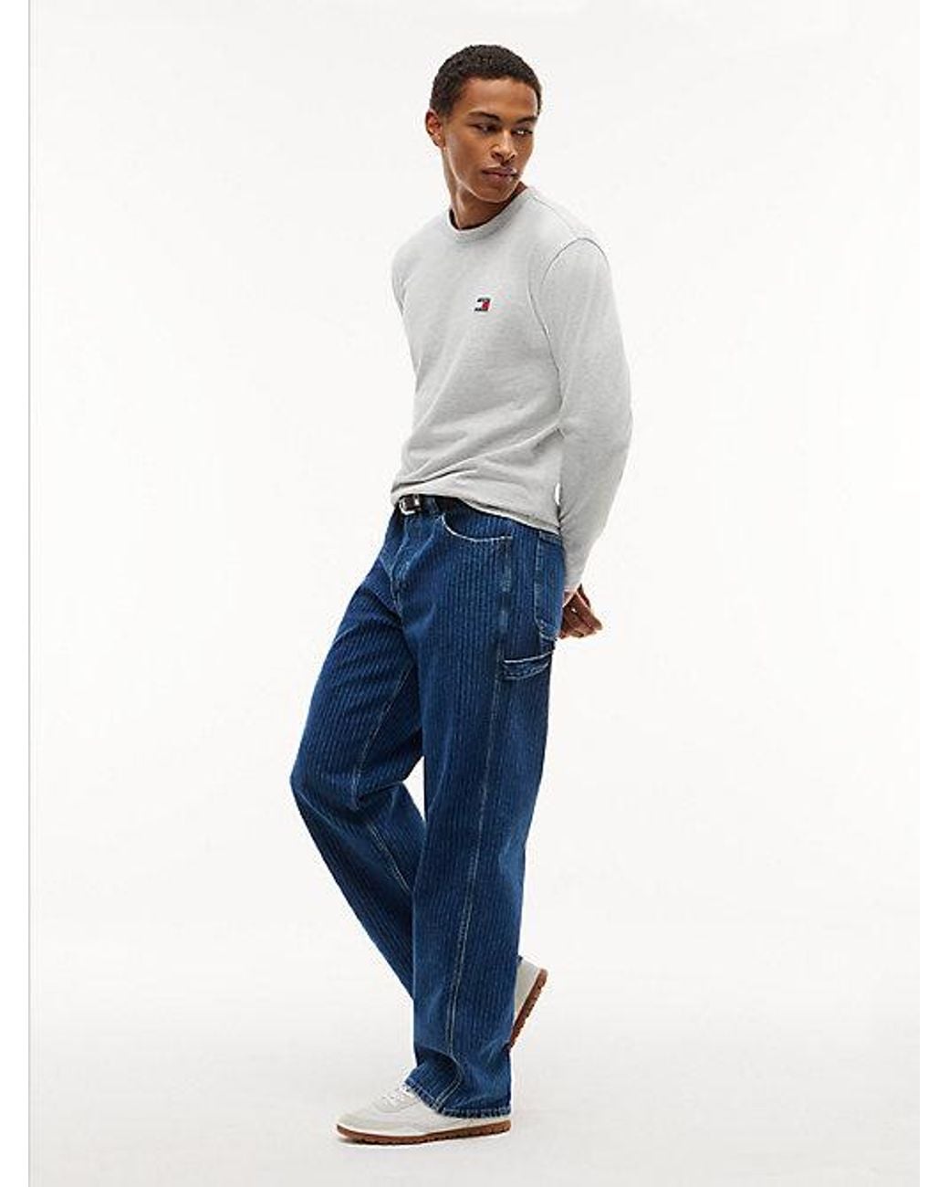 Tommy Hilfiger Blue Tommy Jeans Jaimie Loose Straight Pinstripe Carpenter Jeans for men