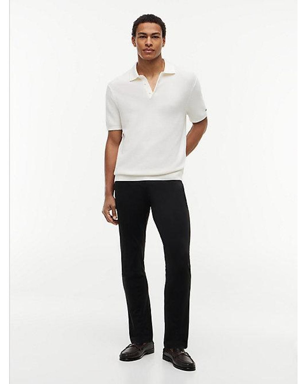 Tommy Hilfiger Black Denton Slim Straight Performance Tech Knit Chinos for men