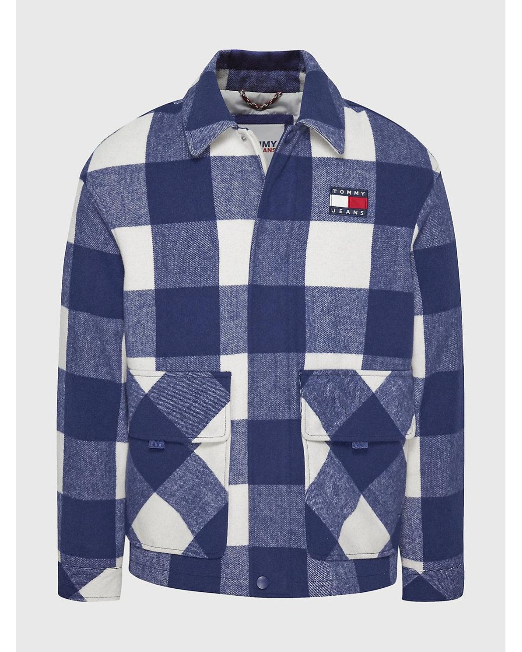 Tommy Hilfiger Buffalo Check Wool Blend Jacket in Blue for Men