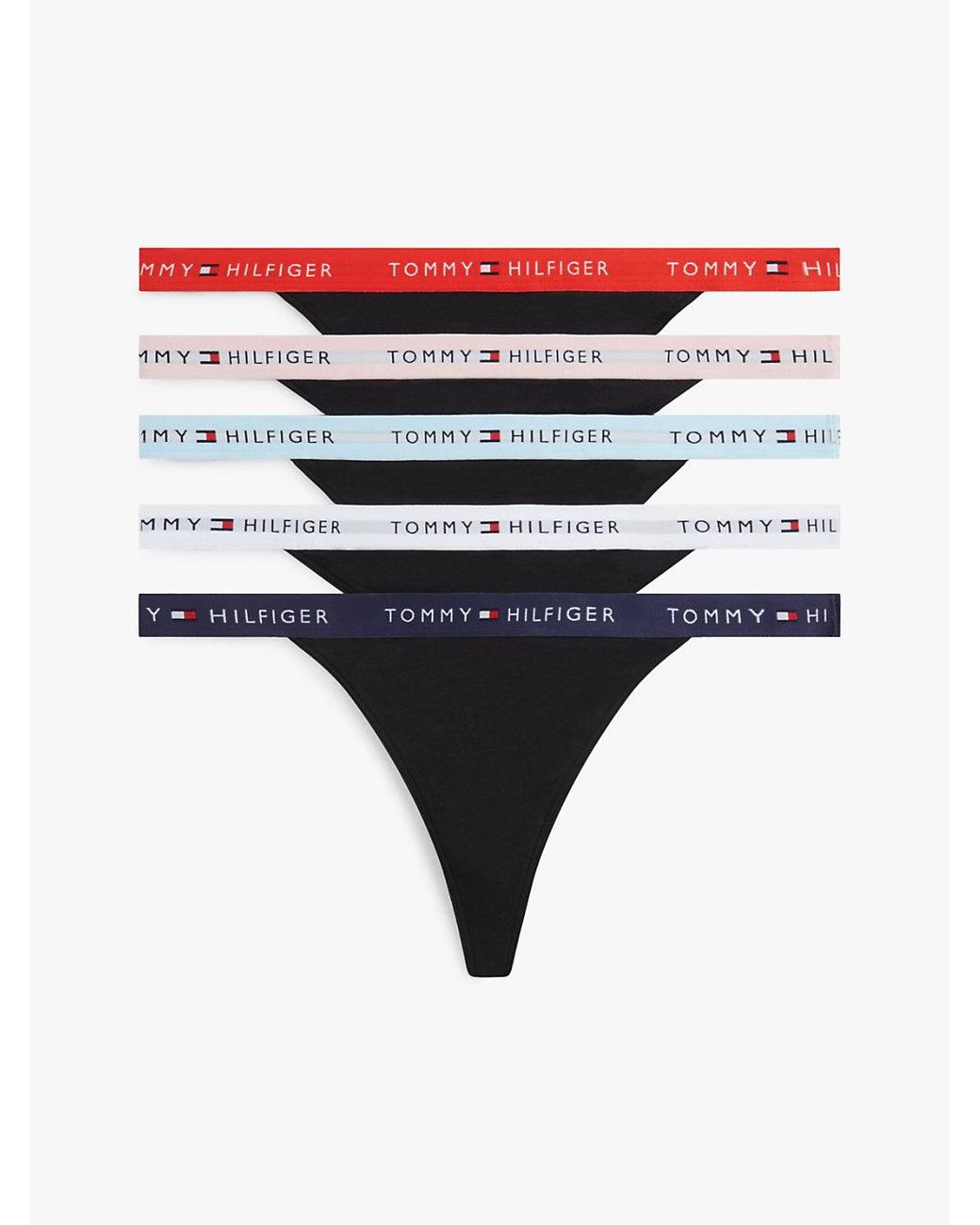 Tommy Hilfiger Blue 5-Pack Essential Logo Waistband Tanga Thongs