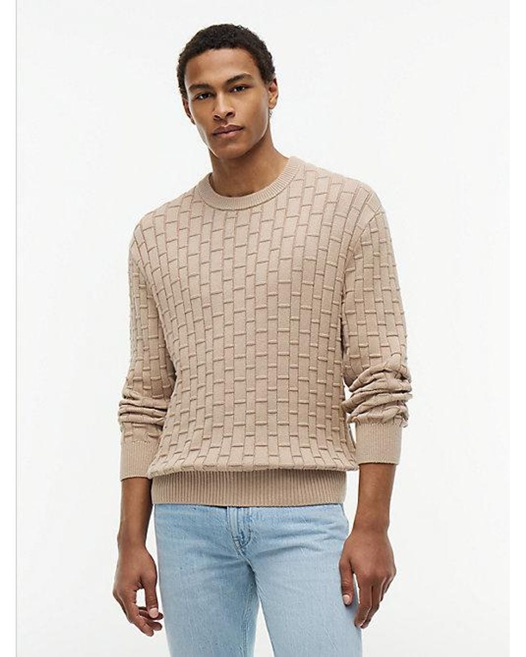 Tommy Hilfiger Natural Mixed Cable Knit Relaxed Jumper for men