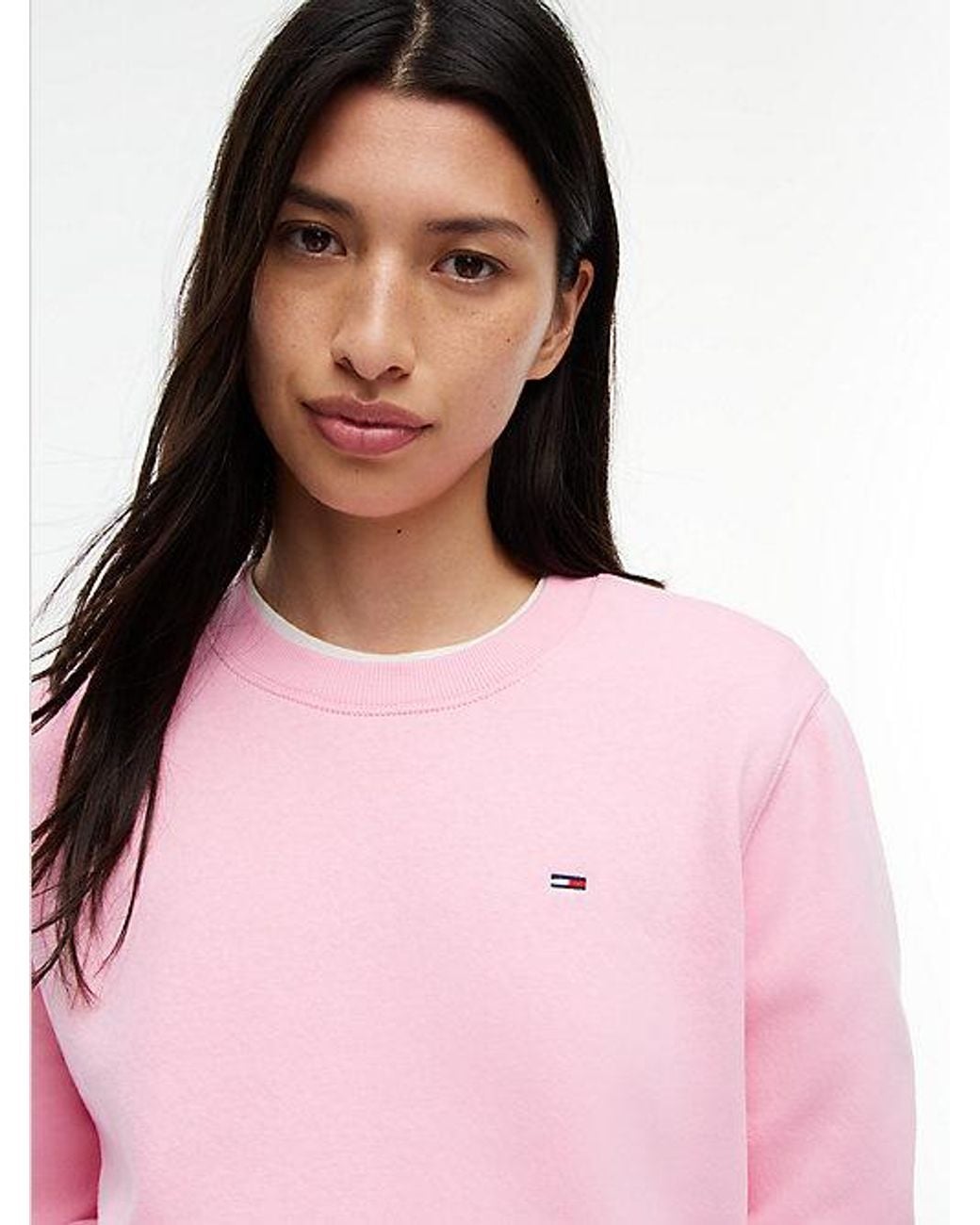Tommy Hilfiger Pink Tommy Jeans Flag Embroidery Brushed Fleece Sweatshirt