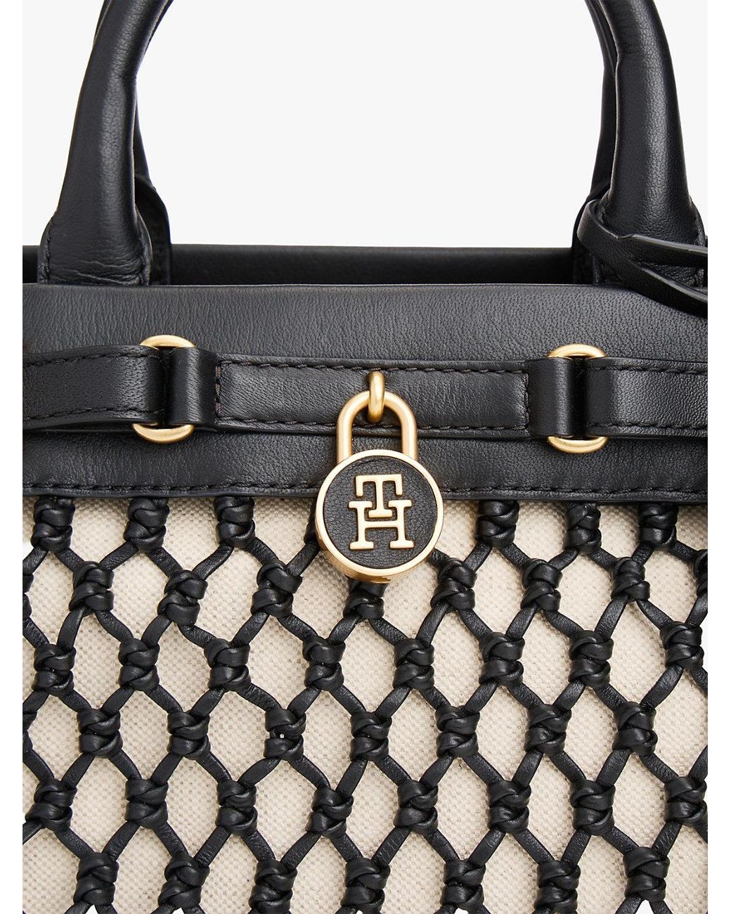 Tommy Hilfiger Black The American Icon Macrame Tote Bag