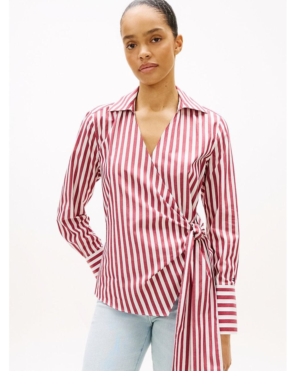 Tommy Hilfiger Red Slim Fit Wrap Knot Poplin Shirt