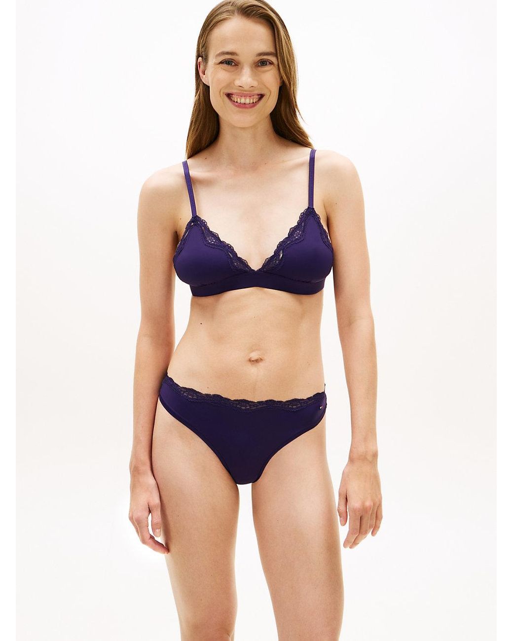 Tommy Hilfiger Blue Lace Trim Microfibre Triangle Bra
