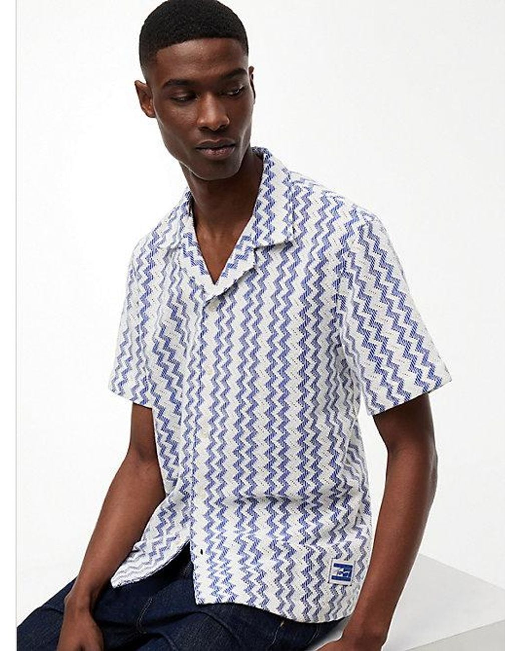 Tommy Hilfiger Blue Regular Fit Textured Short Sleeve Shirt for men