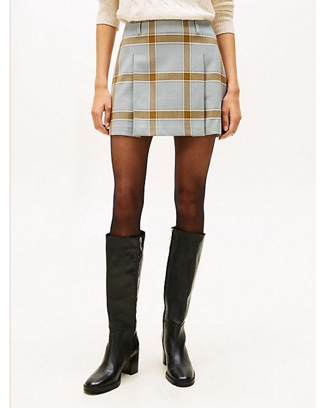 Tommy Hilfiger Blue Houndstooth Check Mini Skirt