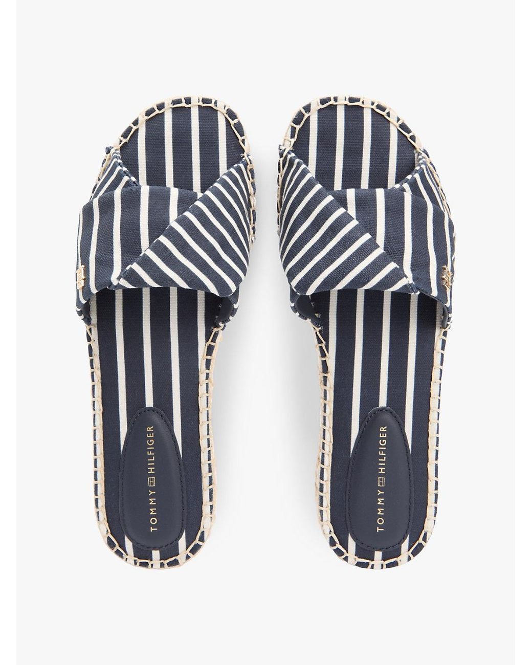 Tommy Hilfiger Multicolor Canvas Th Monogram Stripe Espadrille Mules