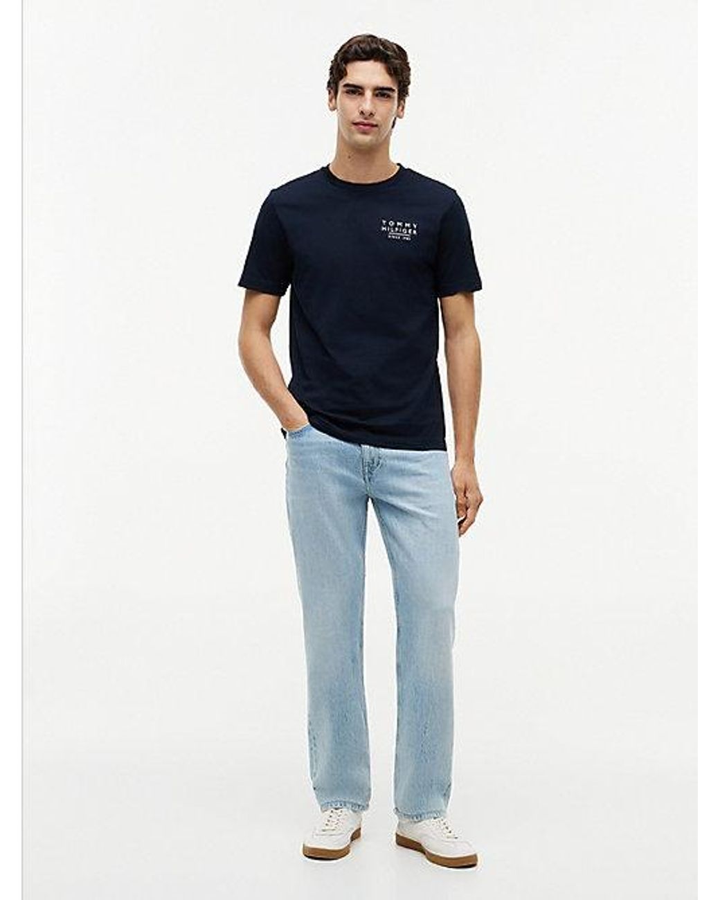 Tommy Hilfiger Blue Wavy Flag Back Graphic Jersey T-Shirt for men