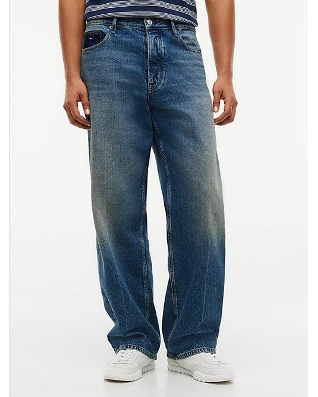Tommy Hilfiger Blue Tommy Jeans Jaimie Loose Straight Faded Whiskered Jeans for men