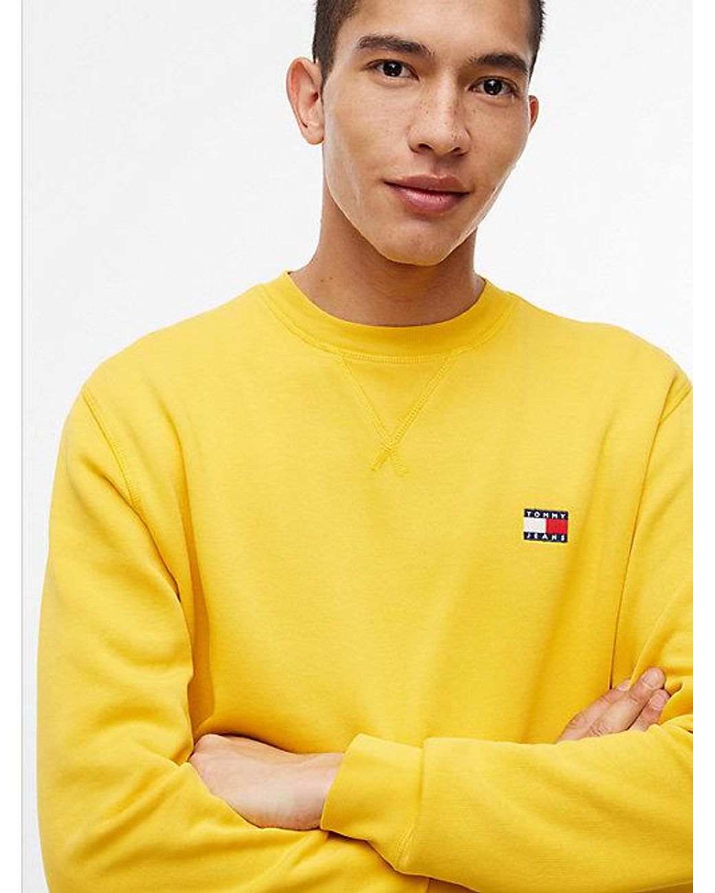 Tommy Hilfiger Yellow Tommy Jeans Badge Fleece Crew Neck Sweatshirt for men