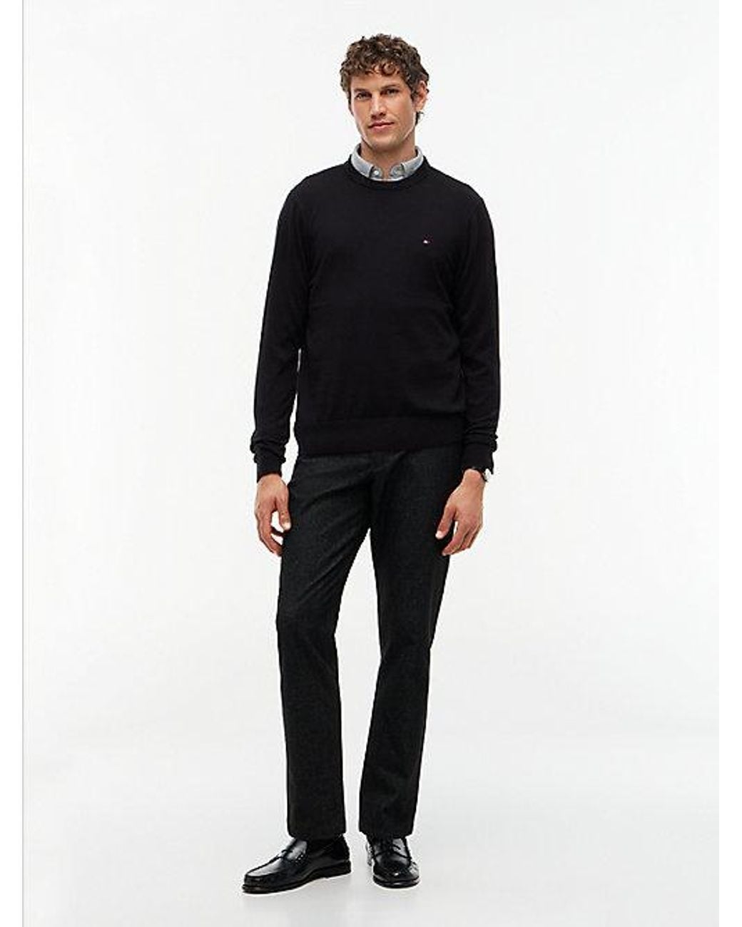 Tommy Hilfiger Blue Crew Neck Jumper With Cashmere for men