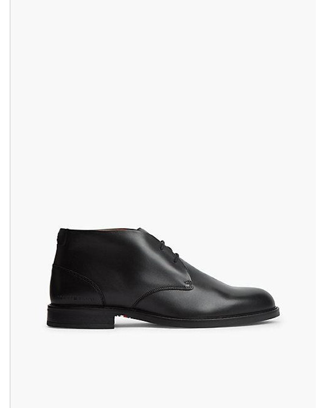 Tommy Hilfiger Black Leather Lace Up Ankle Boots for men