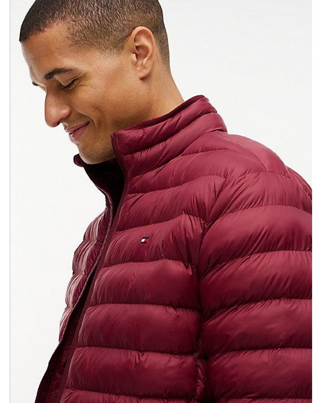 Tommy Hilfiger Red Flag Embroidery Packable Quilted Jacket for men