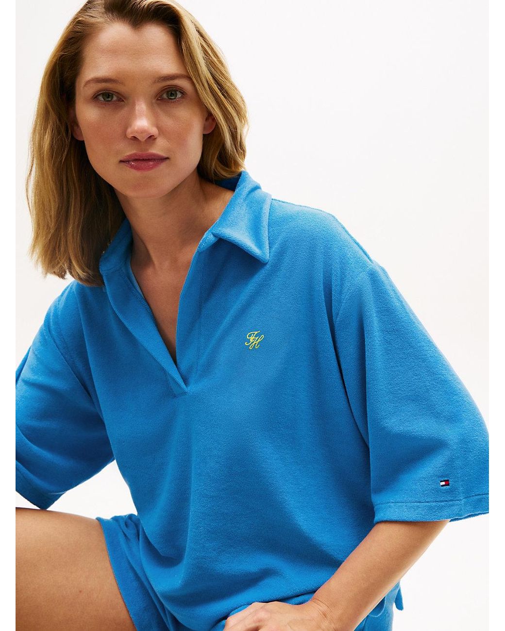 Chemise À Manches Courtes En Tissu Éponge Tommy Hilfiger en coloris Blue