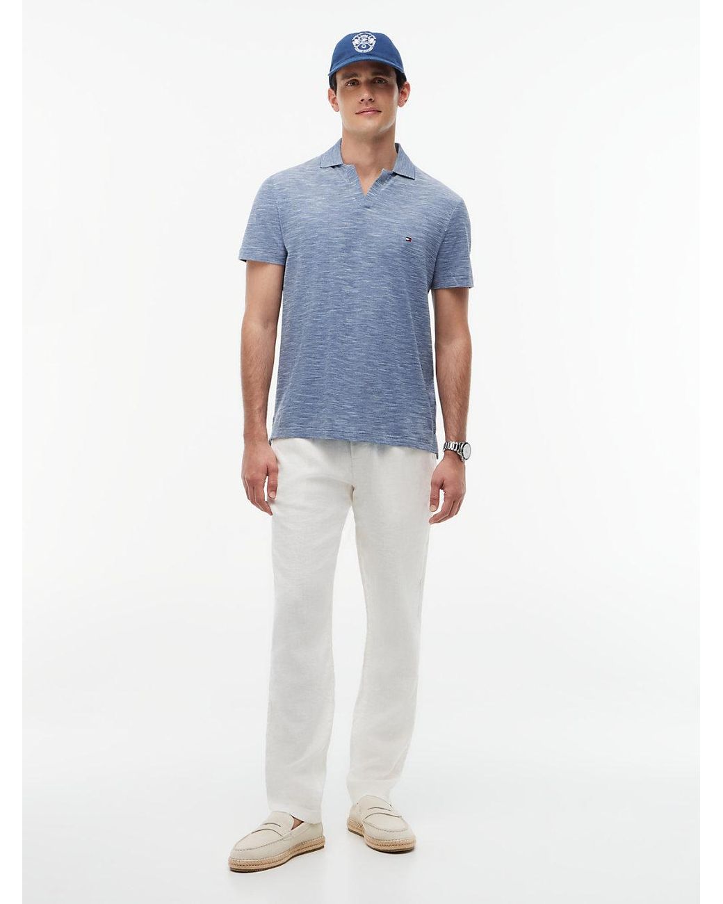 Tommy Hilfiger White Regular Fit Textured Oxford Pique Polo Shirt for men