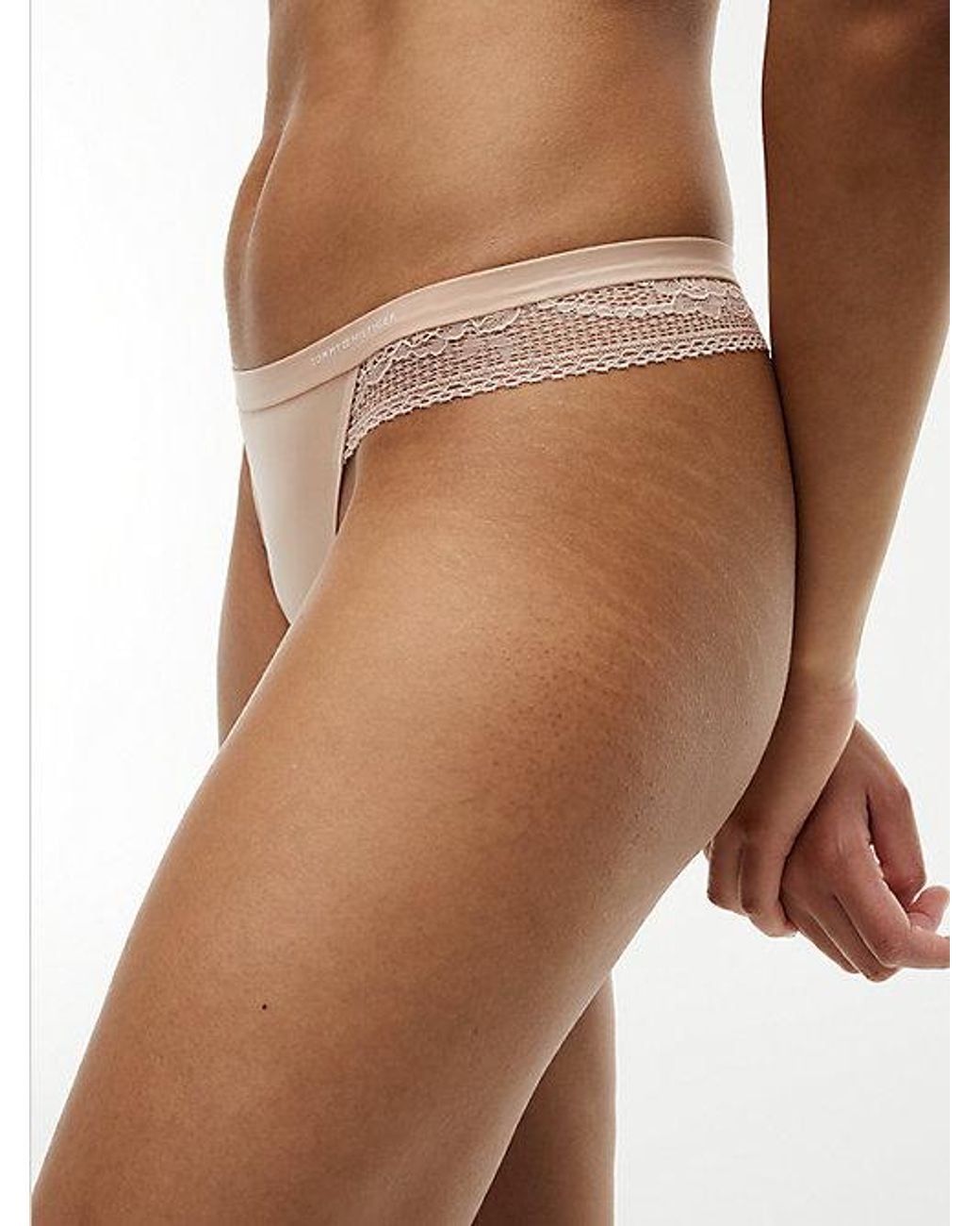 Tommy Hilfiger Pink Lace Panel Logo Thong