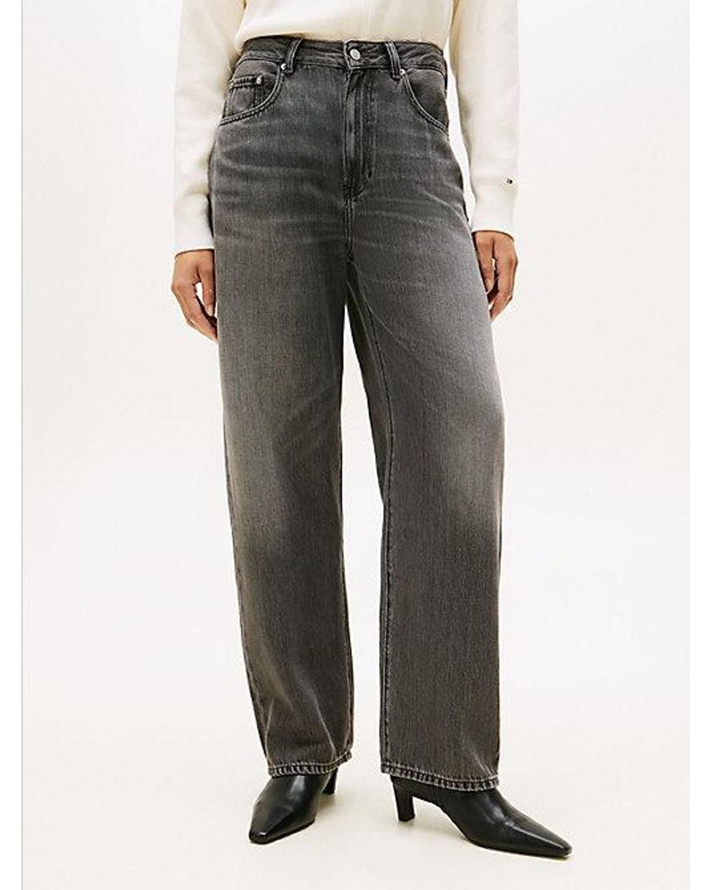 Tommy Hilfiger Black Mid Rise Relaxed Barrel Leg Jeans