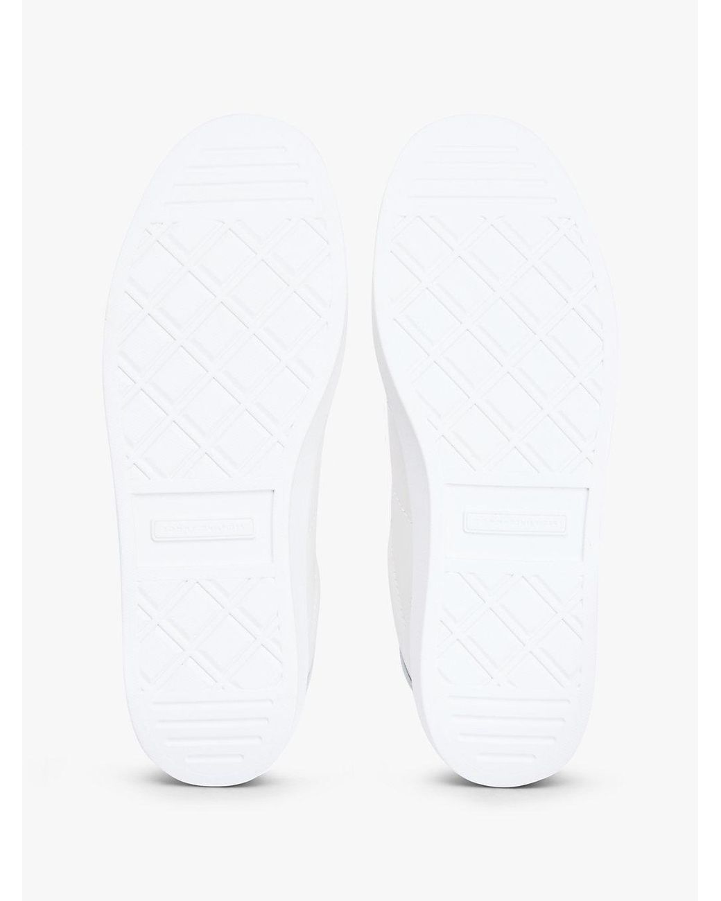 Tommy Hilfiger White Th Monogram Metallic Trainers With Leather