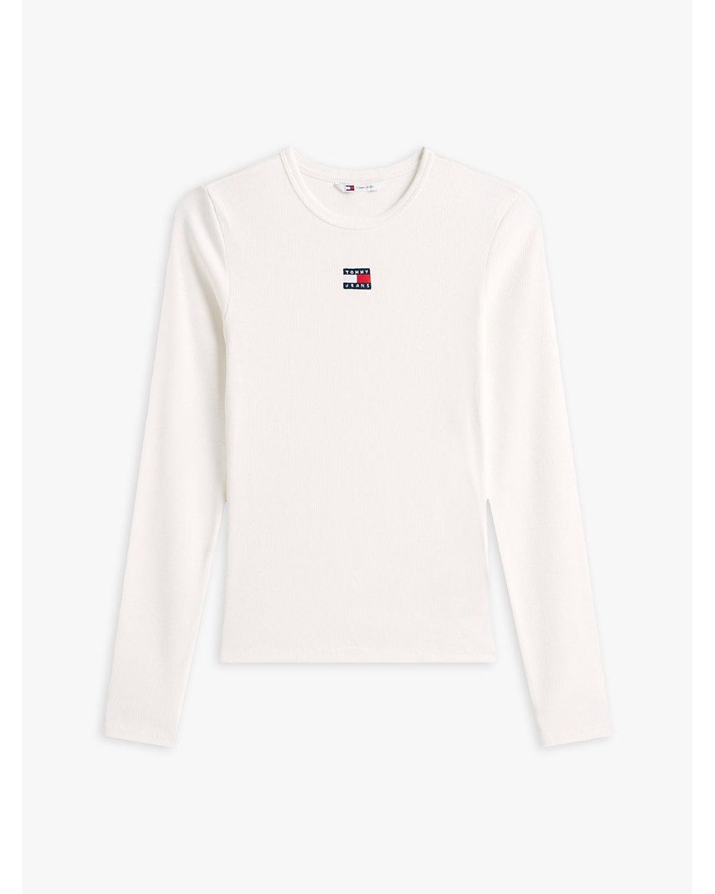 Tommy Hilfiger White Tommy Badge Slim Long Sleeve T-Shirt