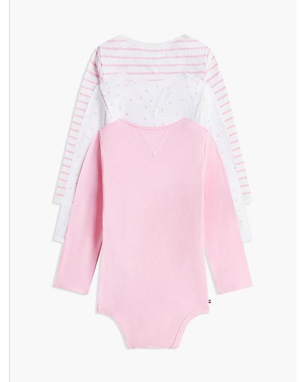 Tommy Hilfiger Pink 3 Pack Essential Long Sleeve Bodysuits Gift Box
