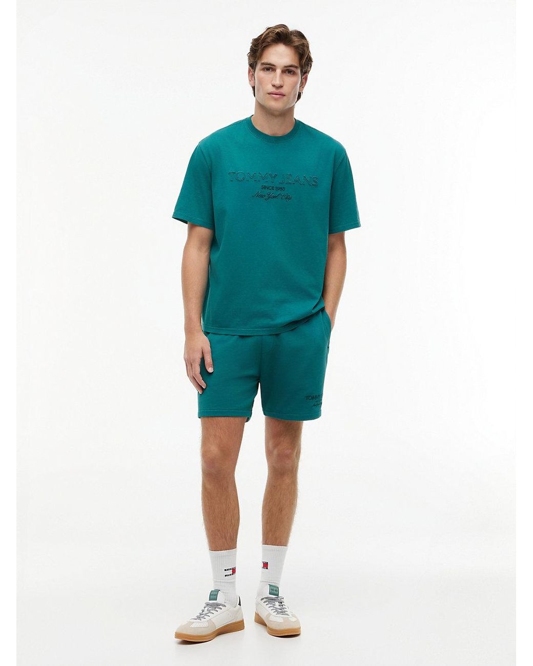 Tommy Hilfiger Green Classic Tonal Logo Embroidery Sweat Shorts for men