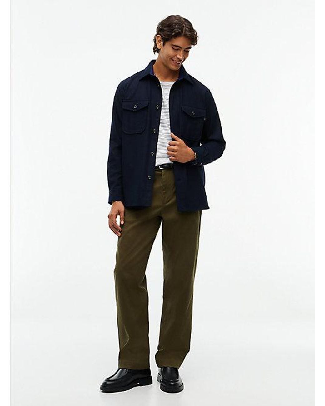 Tommy Hilfiger Blue Relaxed Fit Wool Blend Shirt for men