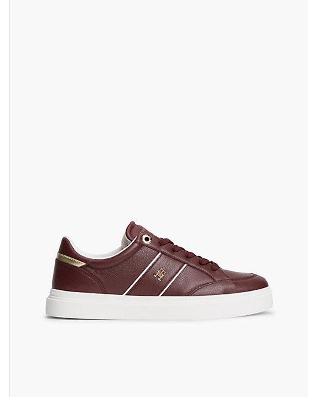 Tommy Hilfiger Brown Pebble Grain Leather Cupsole Trainers