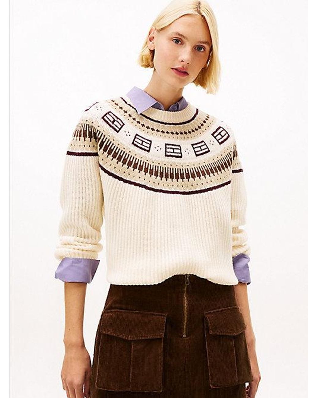 Tommy Hilfiger Natural Fair Isle Relaxed Soft Wool Jumper