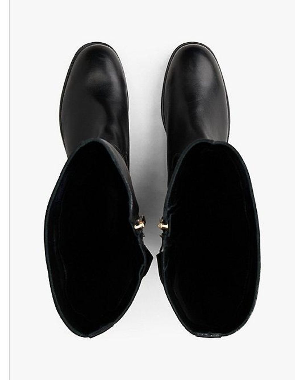 Tommy Hilfiger Black Leather Th Monogram Buckle Riding Boots