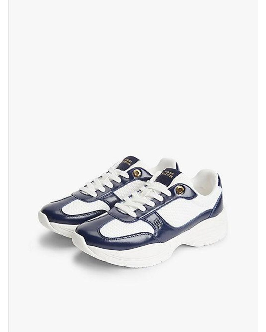 Tommy Hilfiger Blue Th Monogram Mixed Texture Leather Trainers