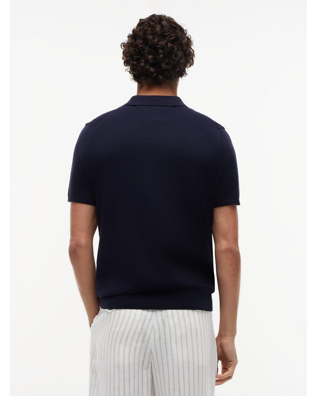 Tommy Hilfiger Blue Regular Fit Fine Knit Polo Shirt for men