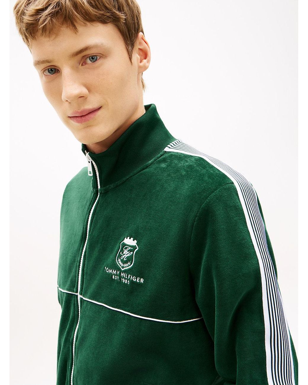 Veste De Survêtement Colour-Block Velours Tommy Hilfiger pour homme en coloris Green