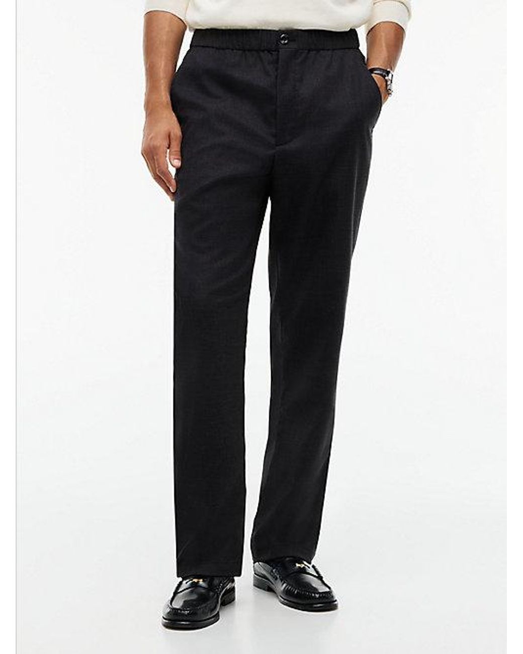 Tommy Hilfiger Black Dover Regular Straight Wool Blend Chinos for men