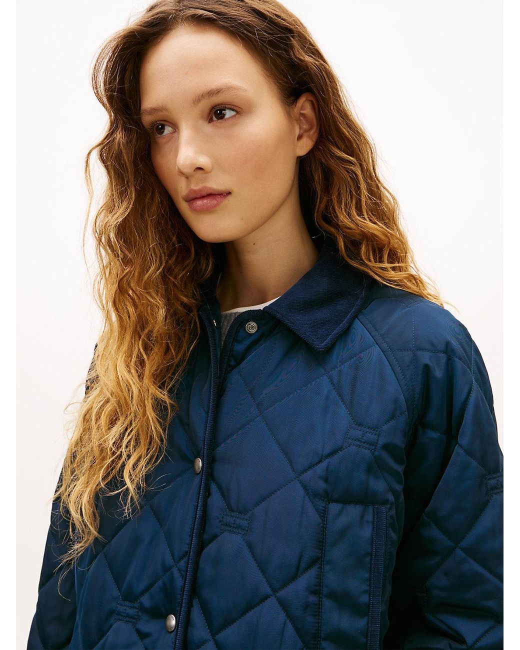 Tommy Hilfiger Blue Flag Quilted Padded Oversized Longline Coat