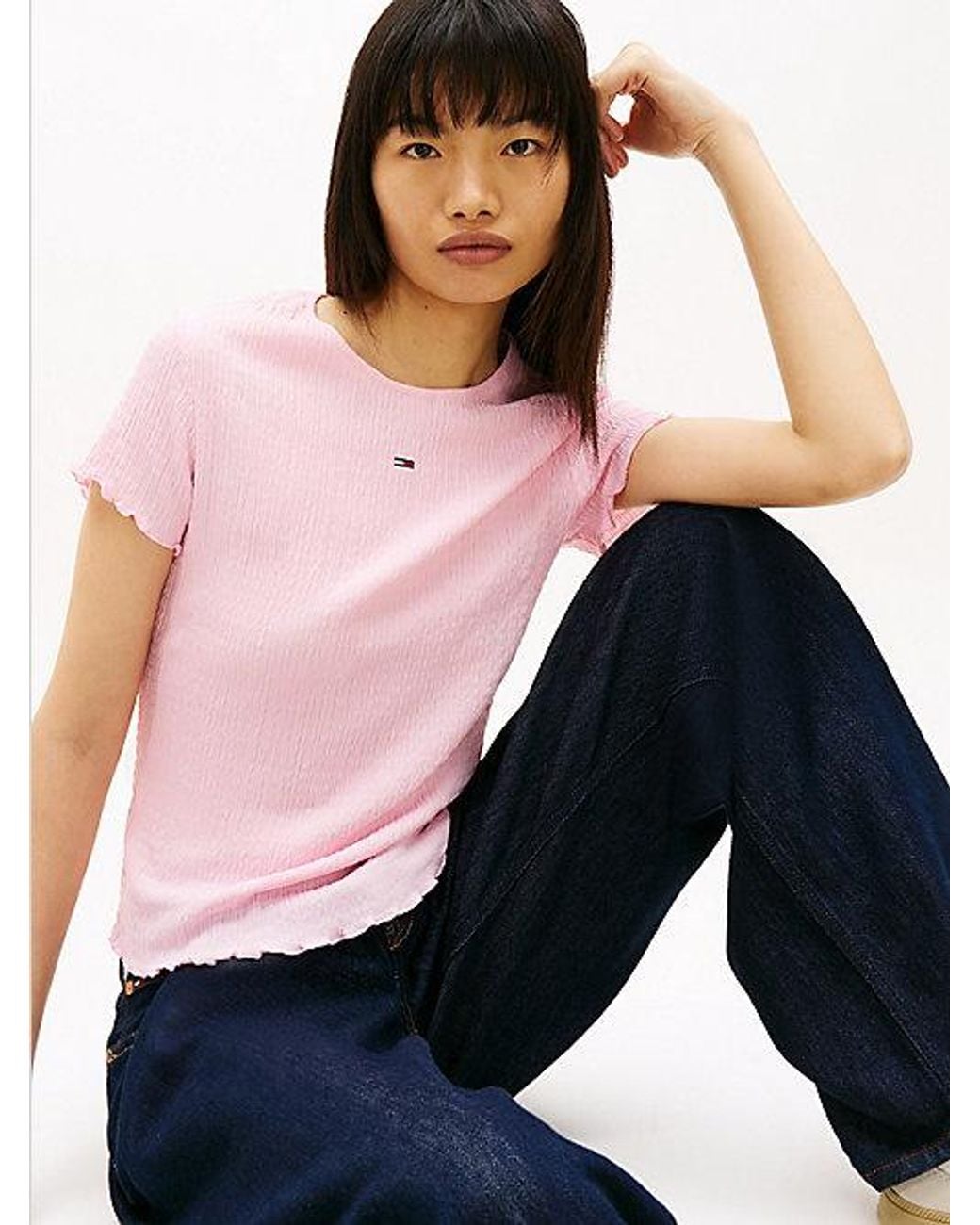 Tommy Hilfiger White Smock Slim Seersucker T-Shirt