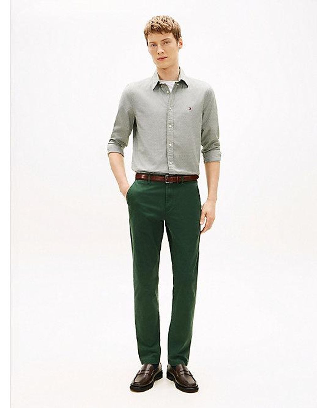Tommy Hilfiger Green Denton Straight Twill Chinos for men