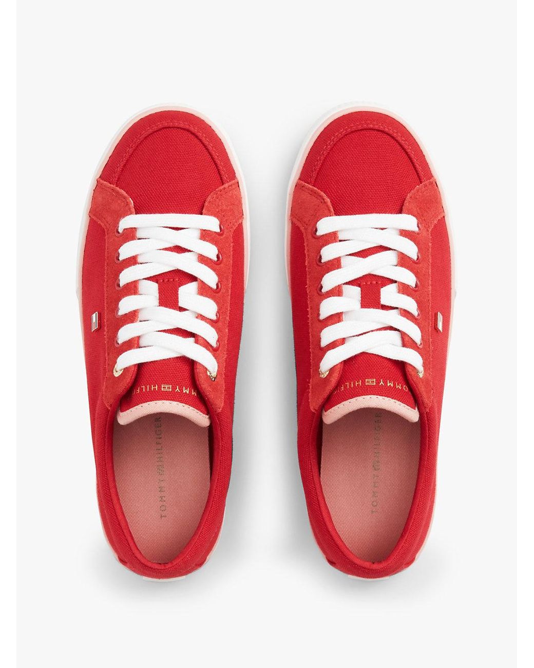 Tommy Hilfiger Red Canvas Enamel Flag Trainers