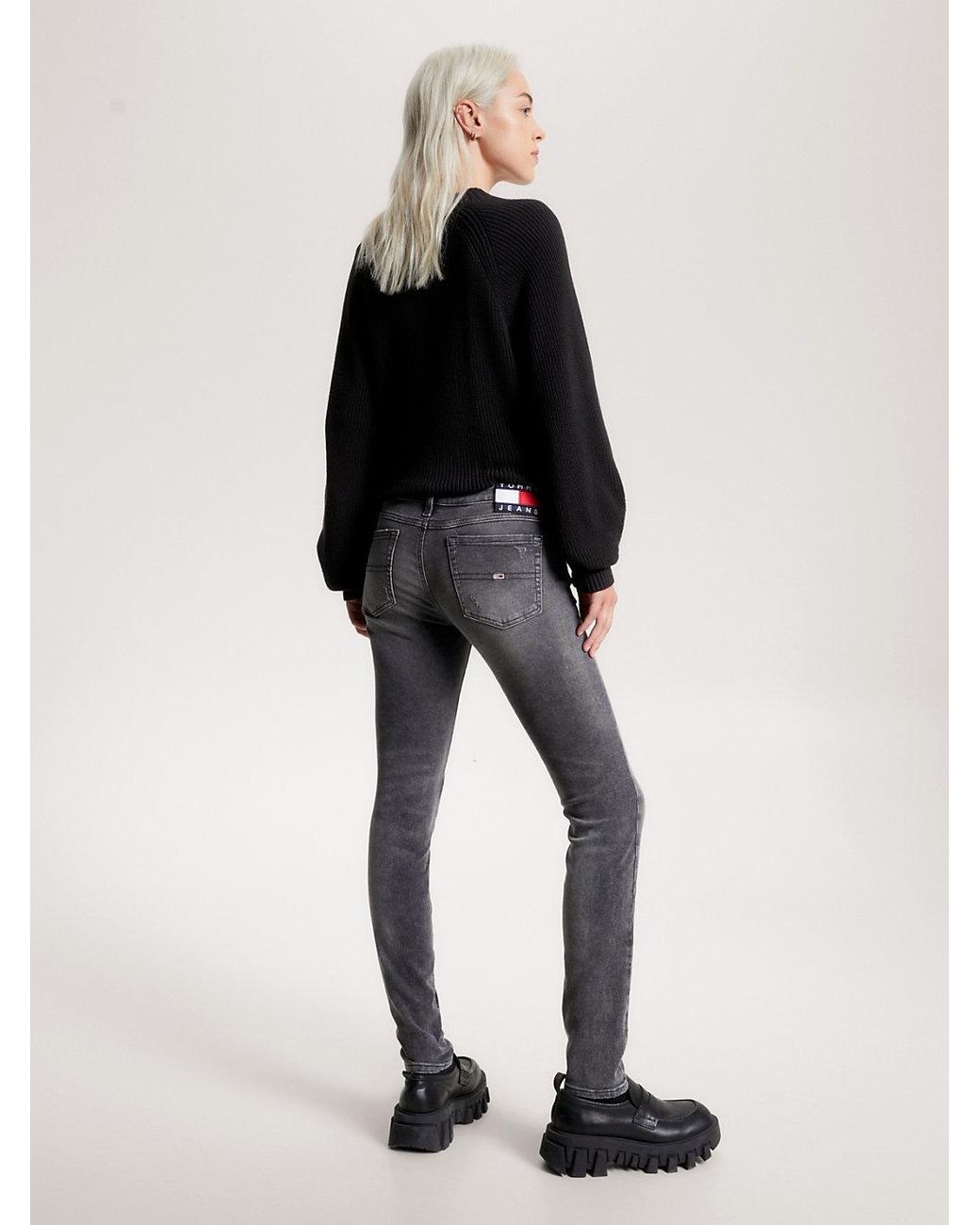 Tommy Hilfiger Sophie Low Rise Skinny Distressed Jeans in Black | Lyst UK