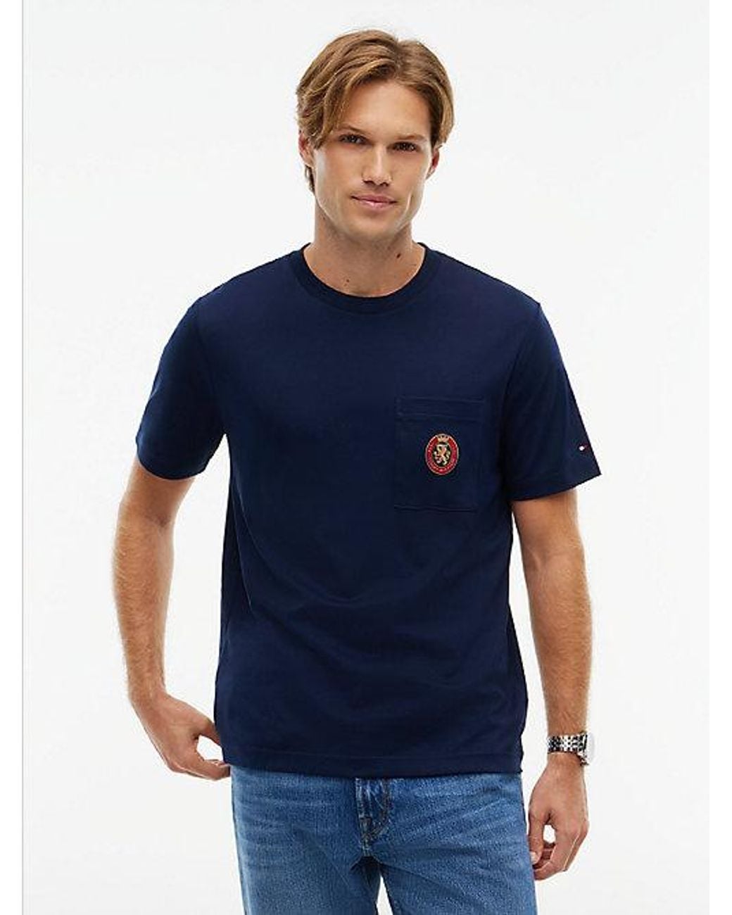 Tommy Hilfiger Blue Crest Pocket Fluid Cotton T-Shirt for men