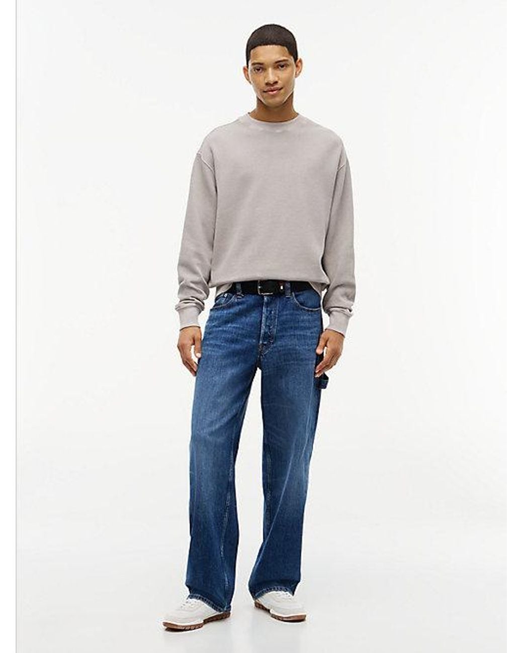 Tommy Hilfiger Gray Tommy Jeans Washed Waffle Knit Relaxed Sweatshirt for men