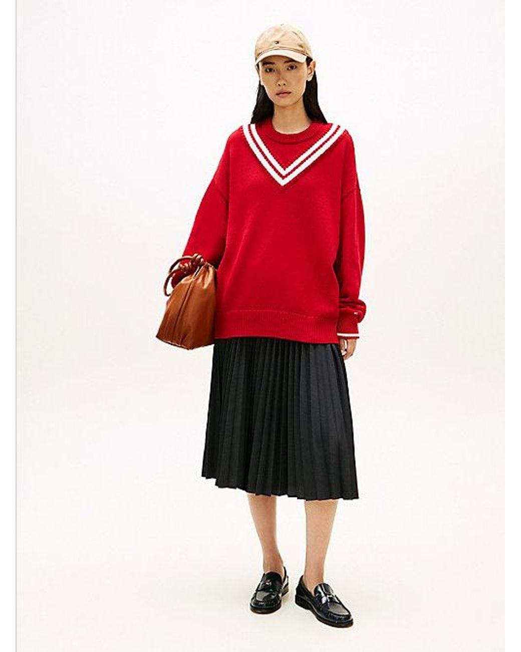 Tommy Hilfiger Double Layered Crew Neck Relaxed Cricket Jumper