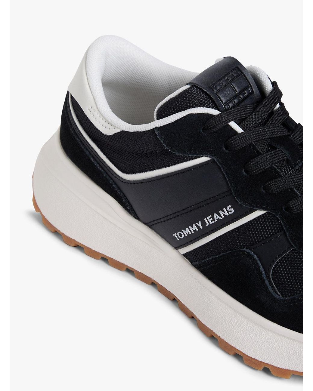 Tommy Hilfiger Black Suede Cleat Mixed Texture Trainers