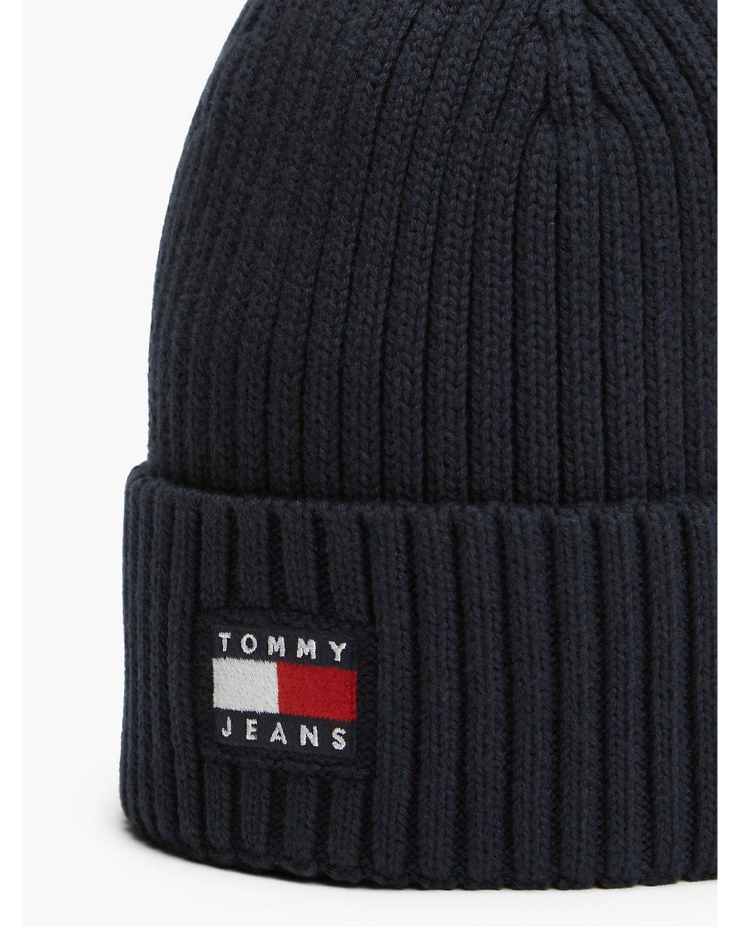 Tommy Hilfiger Blue Heritage Logo Rib-Knit Beanie for men
