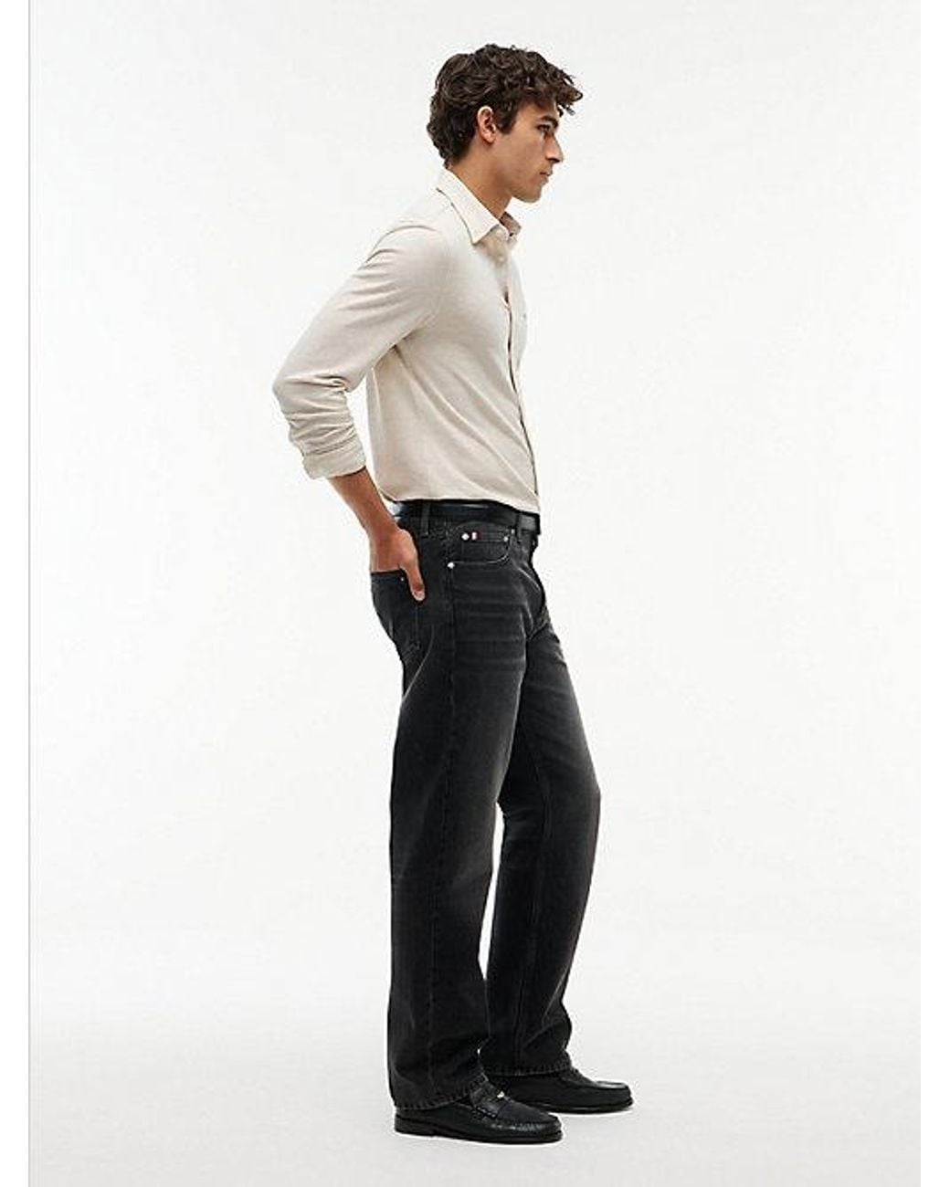 Tommy Hilfiger Black Dover Regular Straight Whiskered Jeans for men