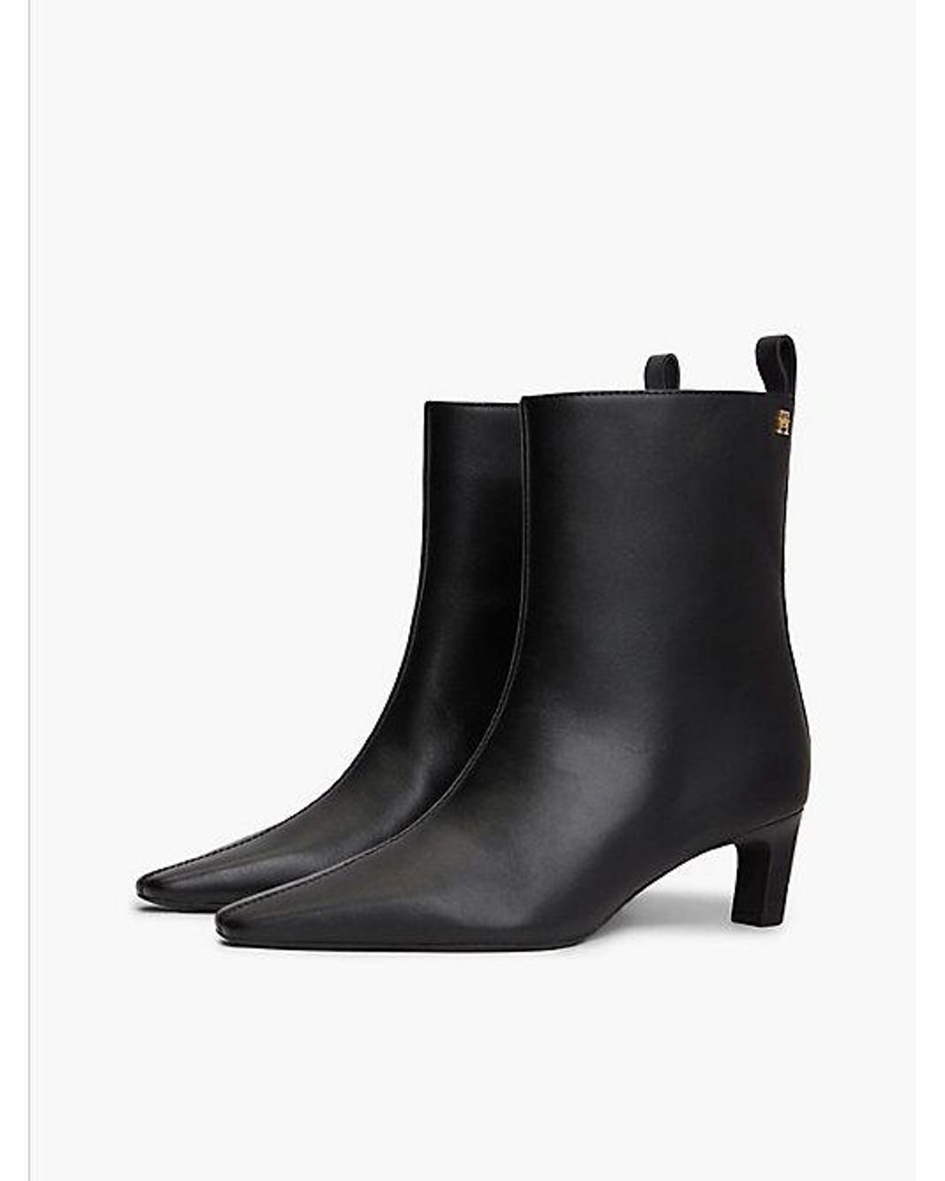 Tommy Hilfiger Black Kitten Heel Leather Ankle Boots