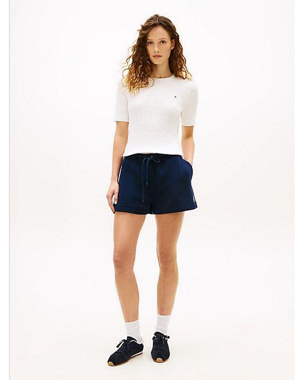 Tommy Hilfiger Blue Logo Embroidery Terry Sweat Shorts