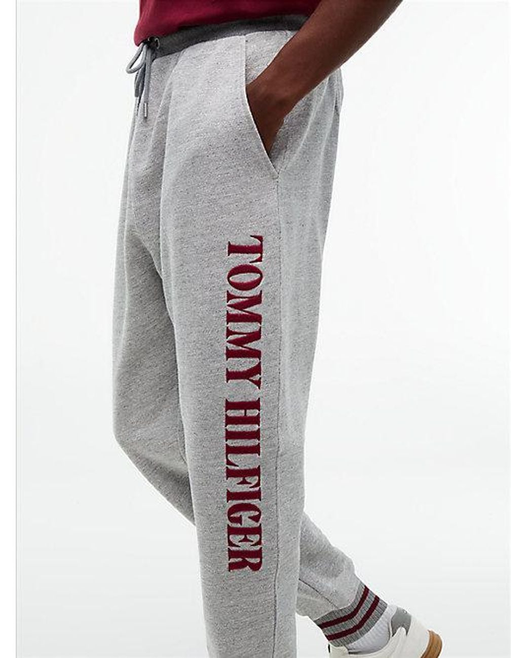 Tommy Hilfiger Gray Varsity Logo Embroidery Relaxed Cuffed Joggers for men