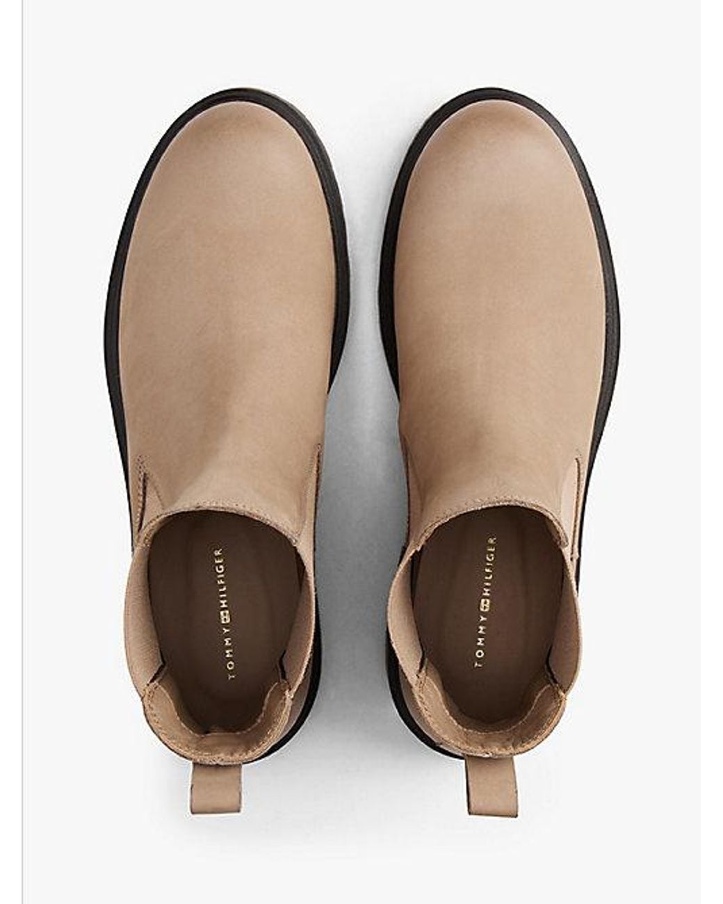 Tommy Hilfiger Natural Leather Cleat Chelsea Boots